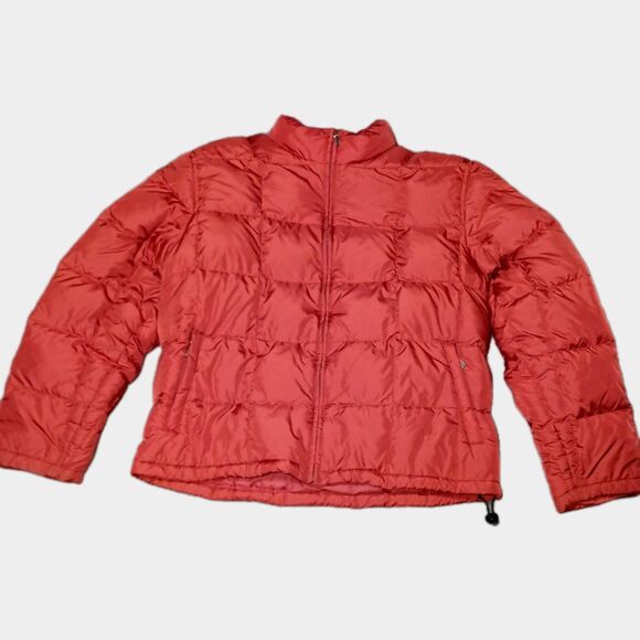Eddie Bauer Goose Down Large Puffer Jacket Red Quilted Ripstop USA MCM Clean - Picture 1 of 16